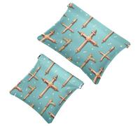 Lot de 2 pochettes en éclats d'obus pour sac à main, croix de Pâques Sainte-1123, trousse de maquillage étanche, pochette portable pour femme, Multicolore 04, A：7.1x5.8in/18x14.8cm，B:4.7x4.5in