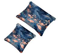 Lot de 2 pochettes en éclats d'obus pour sac à main, esthétique, trousse de maquillage étanche avec flamant rose clair de lune, pochette portable pour femme, Multicolore 10., A：7.1x5.8in/18x14.8cm，B
