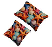 Lot de 2 pochettes en éclats d'obus pour sac à main, étoile de mer colorée, trousse de maquillage étanche, pochette portable pour femme, Multicolore 09, A：7.1x5.8in/18x14.8cm，B:4.7x4.5in/12x11.5cm
