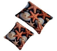 Lot de 2 pochettes en éclats d'obus pour sac à main, étoile de mer colorée, trousse de maquillage étanche, pochette portable pour femme, Multicolore 07, A：7.1x5.8in/18x14.8cm，B:4.7x4.5in/12x11.5cm