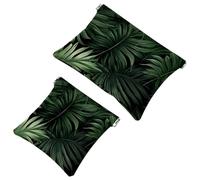 Lot de 2 pochettes en éclats d'obus pour sac à main, feuilles de palmier vertes-793, trousse de maquillage étanche, pochette portable pour femme, Multicolore 09, A:7.1x5.8in/18x14.8cm,B:4.7x4.5in