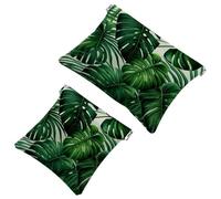Lot de 2 pochettes en éclats d'obus pour sac à main, feuilles de palmier vertes, trousse de maquillage étanche 760, pochette portable pour femme, Multicolore 01., A：7.1x5.8in/18x14.8cm，B:4.7x4.5in