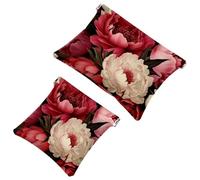 Lot de 2 pochettes en éclats d'obus pour sac à main, fleur de pivoine rose, trousse de maquillage étanche, pochette portable pour femme, Multicolore 06, A:7.1x5.8in/18x14.8cm,B:4.7x4.5in/12x11.5cm