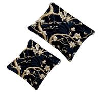 Lot de 2 pochettes en éclats d'obus pour sac à main, fleurs rouges et blanches - 1486 - Trousse de maquillage étanche, pochette portable pour femme, Multicolore 09, A:7.1x5.8in/18x14.8cm,B:4.7x4.5in