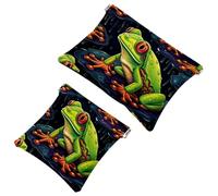 Lot de 2 pochettes en éclats d'obus pour sac à main, grenouille champignon rouge - 1882 - Trousse de maquillage étanche - Pochette portable pour femme, Multicolore 02, A：7.1x5.8in/18x14.8cm，B