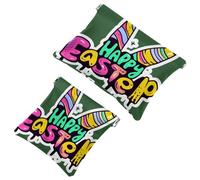 Lot de 2 pochettes en éclats d'obus pour sac à main, Happy Easter Creative Font-1189, trousse de maquillage étanche, pochette portable pour femmes cadeaux, Multicolore 08, A:7.1x5.8in/18x14.8cm,B