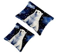 Lot de 2 pochettes en éclats d'obus pour sac à main, joli motif étoile ours polaire, trousse de maquillage étanche, pochette portable pour femme