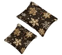 Lot de 2 pochettes en éclats d'obus pour sac à main, motif feuilles de Noël - 100 sacs de maquillage étanches - Pochette portable pour femme, Multicolore 02, A：7.1x5.8in/18x14.8cm，B:4.7x4.5in