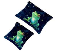Lot de 2 pochettes en éclats d'obus pour sac à main, motif grenouille ciel étoilé 1123, trousse de maquillage étanche, pochette portable pour femme, Multicolore 10., A：7.1x5.8in/18x14.8cm，B:4.7x4.5in
