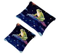 Lot de 2 pochettes en éclats d'obus pour sac à main, motif grenouille ciel étoilé 1123, trousse de maquillage étanche, pochette portable pour femme, Multicolore 07, A：7.1x5.8in/18x14.8cm，B:4.7x4.5in