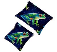 Lot de 2 pochettes en éclats d'obus pour sac à main, motif grenouille ciel étoilé 1123, trousse de maquillage étanche, pochette portable pour femme, Multicolore 08, A：7.1x5.8in/18x14.8cm，B:4.7x4.5in