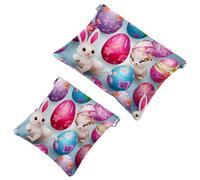 Lot de 2 pochettes en éclats d'obus pour sac à main, motif lapin de Pâques - 760 - Sac de maquillage étanche - Pochette portable pour femme, Multicolore 03., A：7.1x5.8in/18x14.8cm，B:4.7x4.5in