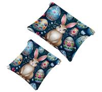 Lot de 2 pochettes en éclats d'obus pour sac à main, motif lapin de Pâques - 760 - Sac de maquillage étanche - Pochette portable pour femme, Multicolore 08, A：7.1x5.8in/18x14.8cm，B:4.7x4.5in/12x11.5cm