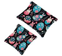 Lot de 2 pochettes en éclats d'obus pour sac à main, motif lapin de Pâques - 760 - Sac de maquillage étanche - Pochette portable pour femme, Multicolore 09, A：7.1x5.8in/18x14.8cm，B:4.7x4.5in/12x11.5cm