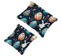 Lot de 2 pochettes en éclats d'obus pour sac à main, motif lapin de Pâques - 760 - Sac de maquillage étanche - Pochette portable pour femme, Multicolore 05, A：7.1x5.8in/18x14.8cm，B:4.7x4.5in/12x11.5cm