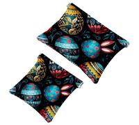 Lot de 2 pochettes en éclats d'obus pour sac à main, motif lapin de Pâques - 760 - Sac de maquillage étanche - Pochette portable pour femme, Multicolore 02, A：7.1x5.8in/18x14.8cm，B:4.7x4.5in/12x11.5cm