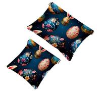 Lot de 2 pochettes en éclats d'obus pour sac à main, motif œuf de Pâques de dessin animé, sac de maquillage étanche, pochette portable pour femme, Multicolore 09, A:7.1x5.8in/18x14.8cm,B:4.7x4.5in