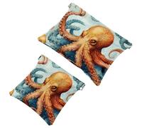 Lot de 2 pochettes en éclats d'obus pour sac à main, Octopus-1057, trousse de maquillage étanche, pochette portable pour femme, Multicolore 07, A：7.1x5.8in/18x14.8cm，B:4.7x4.5in/12x11.5cm