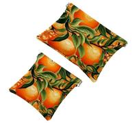 Lot de 2 pochettes en éclats d'obus pour sac à main, oranges et fleurs - 1783 - Trousse de maquillage étanche, pochette portable pour femme, Multicolore 07, A:7.1x5.8in/18x14.8cm,B:4.7x4.5in/12x11.5cm