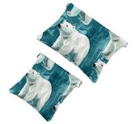 Lot de 2 pochettes en éclats d'obus pour sac à main, Peak Polar Bear-100, trousse de maquillage étanche, pochette portable pour femme, Multicolore 02, A：7.1x5.8in/18x14.8cm，B:4.7x4.5in/12x11.5cm