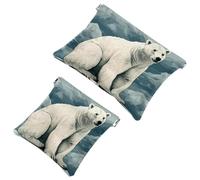 Lot de 2 pochettes en éclats d'obus pour sac à main, Peak Polar Bear-100, trousse de maquillage étanche, pochette portable pour femme, Multicolore 01., A：7.1x5.8in/18x14.8cm，B:4.7x4.5in/12x11.5cm