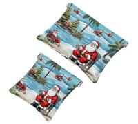 Lot de 2 pochettes en éclats d'obus pour sac à main, Père Noël tenant un panier de fleurs, trousse de maquillage étanche, pochette portable pour femme, Multicolore 03., A:7.1x5.8in/18x14.8cm,B