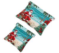 Lot de 2 pochettes en éclats d'obus pour sac à main, Père Noël tenant un panier de fleurs, trousse de maquillage étanche, pochette portable pour femme, Multicolore 06, A:7.1x5.8in/18x14.8cm,B