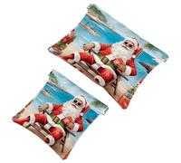 Lot de 2 pochettes en éclats d'obus pour sac à main, Père Noël tenant un panier de fleurs, trousse de maquillage étanche, pochette portable pour femme, Multicolore 07, A:7.1x5.8in/18x14.8cm,B