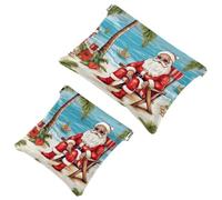 Lot de 2 pochettes en éclats d'obus pour sac à main, Père Noël tenant un panier de fleurs, trousse de maquillage étanche, pochette portable pour femme, Multicolore 09, A:7.1x5.8in/18x14.8cm,B
