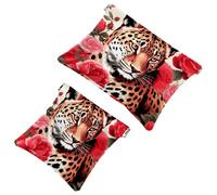 Lot de 2 pochettes en éclats d'obus pour sac à main, rose léopard-1915, trousse de maquillage étanche, pochette portable pour femme, Multicolore 01., A:7.1x5.8in/18x14.8cm,B:4.7x4.5in/12x11.5cm