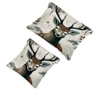 Lot de 2 pochettes en éclats d'obus pour sac à main, Snow Mountain Deer-2113, trousse de maquillage étanche, pochette portable pour femme, Multicolore 10., A:7.1x5.8in/18x14.8cm,B:4.7x4.5in/12x11.5cm