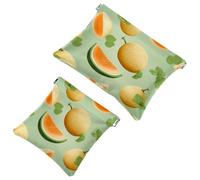 Lot de 2 pochettes en éclats d'obus pour sac à main, Sweet Hami Melon-1486, trousse de maquillage étanche, pochette portable pour femme, Multicolore 04, A:7.1x5.8in/18x14.8cm,B:4.7x4.5in/12x11.5cm