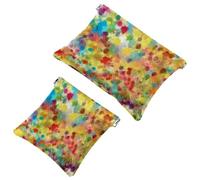 Lot de 2 pochettes en éclats d'obus pour sac à main, teinture sur nœuds Art-1816, trousse de maquillage étanche, pochette portable pour femmes cadeaux, Multicolore 08, A：7.1x5.8in/18x14.8cm，B