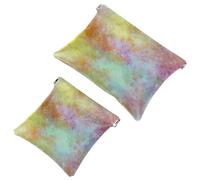 Lot de 2 pochettes en éclats d'obus pour sac à main, teinture sur nœuds Art-1816, trousse de maquillage étanche, pochette portable pour femmes cadeaux, Multicolore 01., A：7.1x5.8in/18x14.8cm，B