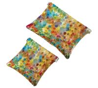 Lot de 2 pochettes en éclats d'obus pour sac à main, teinture sur nœuds Art-1816, trousse de maquillage étanche, pochette portable pour femmes cadeaux, Multicolore 09, A：7.1x5.8in/18x14.8cm，B