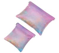 Lot de 2 pochettes en éclats d'obus pour sac à main, teinture sur nœuds Art-1816, trousse de maquillage étanche, pochette portable pour femmes cadeaux, Multicolore 10., A：7.1x5.8in/18x14.8cm，B