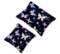 Lot de 2 pochettes en éclats d'obus pour sac à main, trousse de maquillage étanche Art Butterfly-1090, pochette portable pour femme, Multicolore 05, A：7.1x5.8in/18x14.8cm，B:4.7x4.5in/12x11.5cm