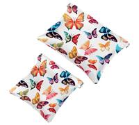 Lot de 2 pochettes en éclats d'obus pour sac à main, trousse de maquillage étanche Art Butterfly-1090, pochette portable pour femme, Multicolore 03, A：7.1x5.8in/18x14.8cm，B:4.7x4.5in/12x11.5cm