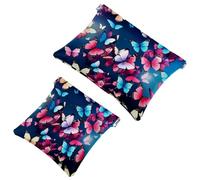 Lot de 2 pochettes en éclats d'obus pour sac à main, trousse de maquillage étanche Art Butterfly-1090, pochette portable pour femme, Multicolore 06, A：7.1x5.8in/18x14.8cm，B:4.7x4.5in/12x11.5cm