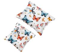 Lot de 2 pochettes en éclats d'obus pour sac à main, trousse de maquillage étanche Art Butterfly-1090, pochette portable pour femme, Multicolore 02, A：7.1x5.8in/18x14.8cm，B:4.7x4.5in/12x11.5cm