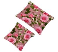 Lot de 2 pochettes en éclats d'obus pour sac à main, trousse de maquillage étanche Art Flower-760, pochette portable pour femme, Multicolore 03., A：7.1x5.8in/18x14.8cm，B:4.7x4.5in/12x11.5cm