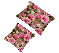 Lot de 2 pochettes en éclats d'obus pour sac à main, trousse de maquillage étanche Art Flower-760, pochette portable pour femme, Multicolore 02, A：7.1x5.8in/18x14.8cm，B:4.7x4.5in/12x11.5cm