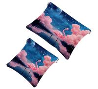 Lot de 2 pochettes en éclats d'obus pour sac à main, trousse de maquillage étanche avec flamant rose étoilé 952, pochette portable pour femme