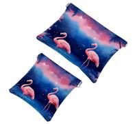 Lot de 2 pochettes en éclats d'obus pour sac à main, trousse de maquillage étanche avec flamant rose étoilé 916, pochette portable pour femme