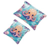 Lot de 2 pochettes en éclats d'obus pour sac à main, trousse de maquillage étanche en forme de pieuvre-760, pochette portable pour femme, Multicolore 10., A：7.1x5.8in/18x14.8cm，B:4.7x4.5in/12x11.5cm