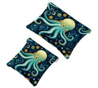 Lot de 2 pochettes en éclats d'obus pour sac à main, trousse de maquillage étanche en forme de pieuvre-760, pochette portable pour femme, Multicolore 03., A：7.1x5.8in/18x14.8cm，B:4.7x4.5in/12x11.5cm