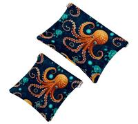 Lot de 2 pochettes en éclats d'obus pour sac à main, trousse de maquillage étanche en forme de pieuvre-760, pochette portable pour femme, Multicolore 05, A：7.1x5.8in/18x14.8cm，B:4.7x4.5in/12x11.5cm