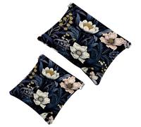 Lot de 2 pochettes en éclats d'obus pour sac à main, trousse de maquillage étanche Ink Plants-331, pochette portable pour femme, Multicolore 09, A：7.1x5.8in/18x14.8cm，B:4.7x4.5in/12x11.5cm