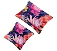 Lot de 2 pochettes en éclats d'obus pour sac à main, trousse de maquillage étanche Ink Plants-331, pochette portable pour femme, Multicolore 03., A：7.1x5.8in/18x14.8cm，B:4.7x4.5in/12x11.5cm