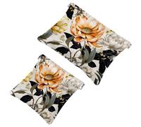 Lot de 2 pochettes en éclats d'obus pour sac à main, trousse de maquillage étanche Ink Plants-331, pochette portable pour femme, Multicolore 01., A：7.1x5.8in/18x14.8cm，B:4.7x4.5in/12x11.5cm